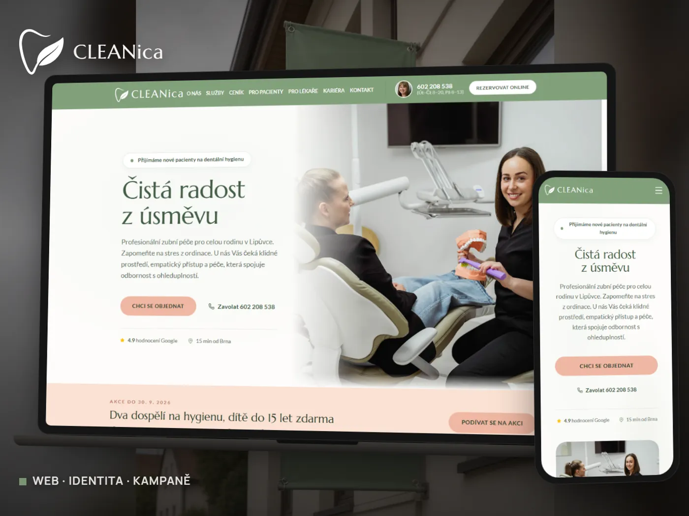 Web CLEANica na notebooku a v telefonu
