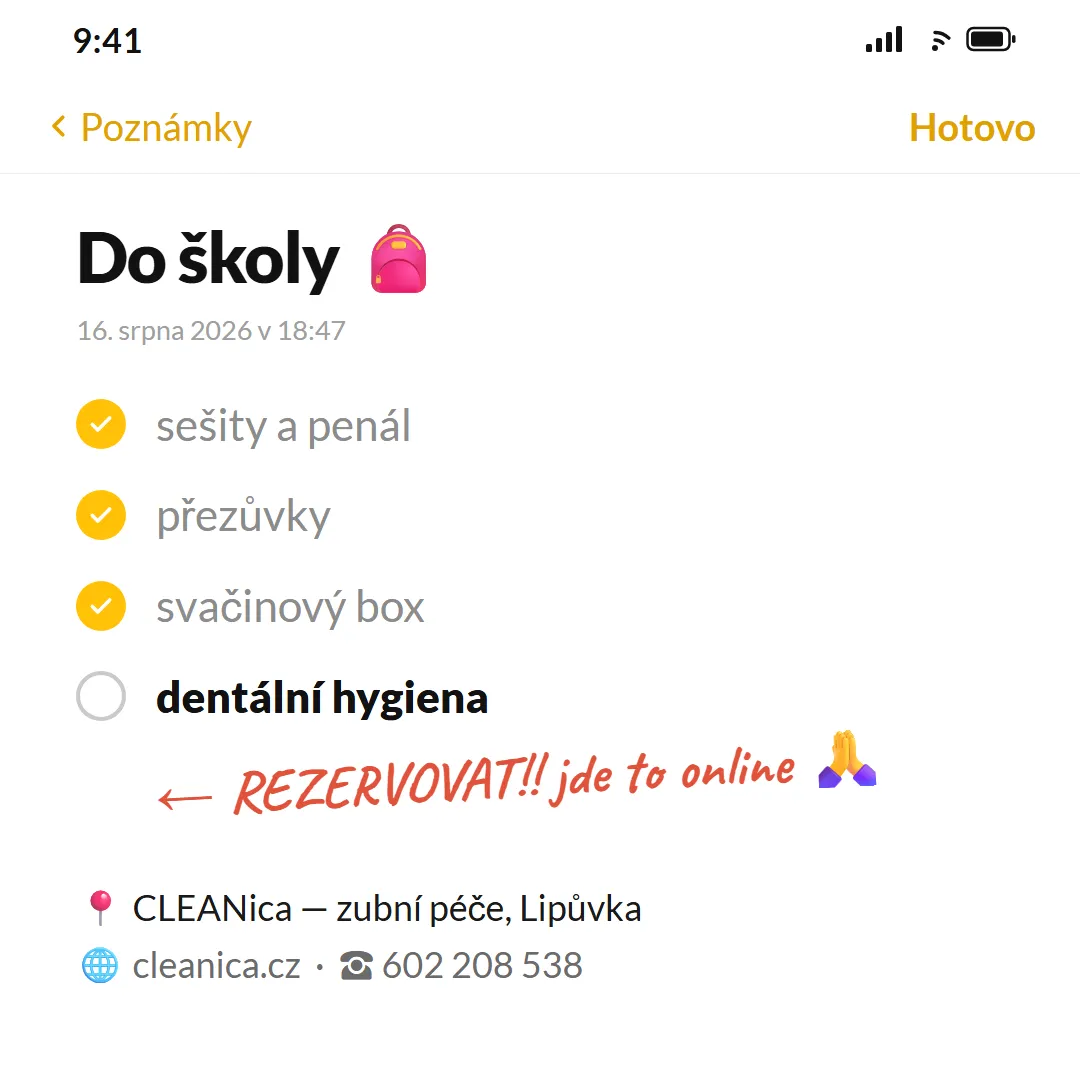 Post: checklist Do školy