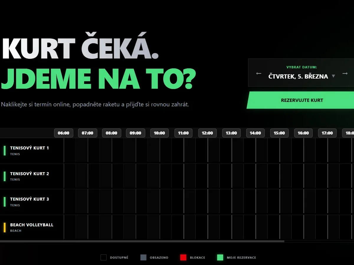 Rezervační kalendář: Kurt čeká. Jdeme na to?